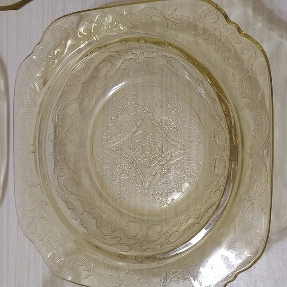 6 Federal Glass Madrid Amber Champagne Sherbet Set w/ 2 Plates Depression Set - Picture 3 of 5